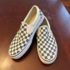 Van’s Off the Wall Checkered Slip-On Shoes - Blue and White